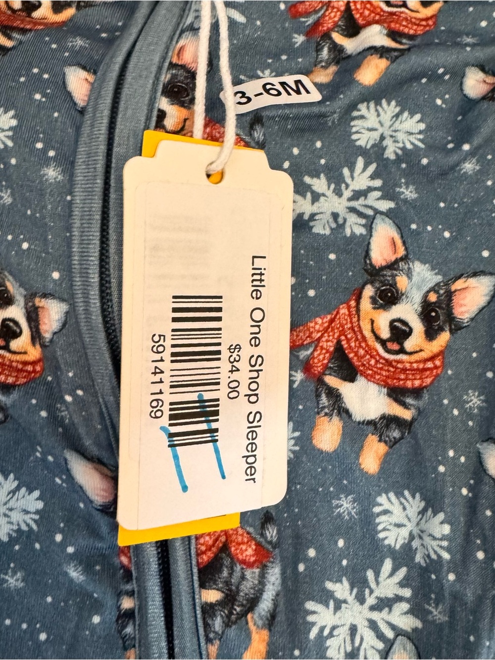 Little One Shop Winter Dog Pattern Bamboo Zippie Romper - Picture 2 of 4